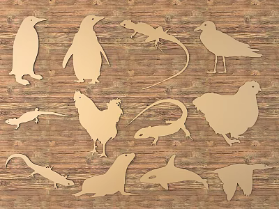 Animal silhouette metal carved animal pattern 3d model