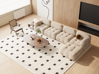 Quiet Sofa Tea Table Combination Sofa Combination 3d model