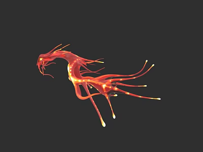 Red Bioluminescent Aquatic Animal With Graceful Tentacles And Unique Marine Features 3d model