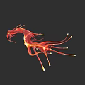 Red Bioluminescent Aquatic Animal With Graceful Tentacles And Unique Marine Features