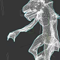 Mythical Creature Character With Dinosaur Like Head Sharp Teeth And Wooden Texture