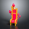 Colorful Cartoon Style Throne With Red Yellow Design Small Clock And Pink Spire Decorations