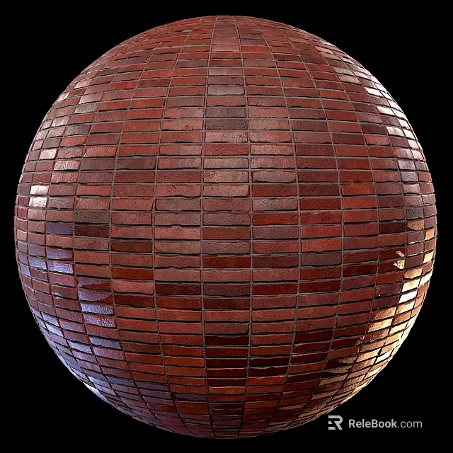 Spherical Red Brick Construction Component With Textured Surface And Architectural Design 3d model 
