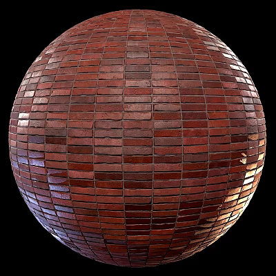 Spherical Red Brick Construction Component With Textured Surface And Architectural Design 3d model