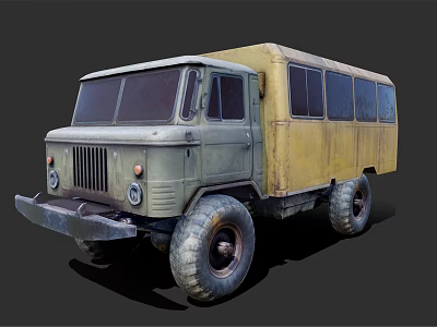 Vintage Green And Yellow Truck With Large Tires And Rustic Exterior Design 3d model