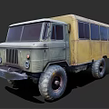 Vintage Green And Yellow Truck With Large Tires And Rustic Exterior Design