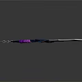 Fantasy Decorative Sword With Blue Purple Accents Star Patterns And Chain