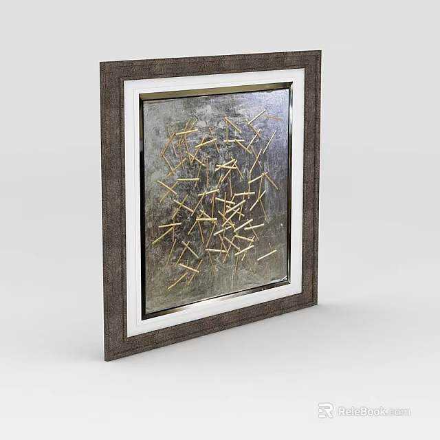 Modern Home Storage Locker With Brown Frame And Gold Line Decoration 3d model 