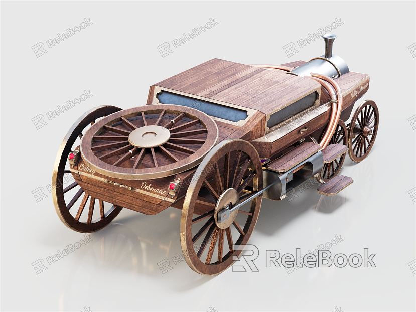 Modern carriage six-wheeler wooden car model