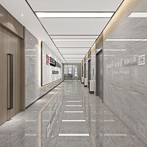 modern elevator hall office aisle 3d model