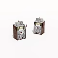 Two Vintage Slot Machine Models With Brown And White Classic Design 3d model