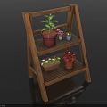 Wooden Three Tier Plant Stand Displaying Potted Plants For Garden Decor