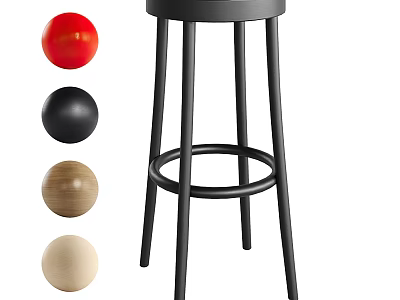 Stylish Bar Stool Design With Red Black Brown And Beige Color Options 3d model