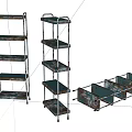 Industrial Rustic Metal Bookshelves With Multiple Tall And Low Storage Shelves Design