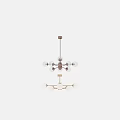 Elegant Crystal Ball And White Spherical Shade Chandeliers With Golden Metal Frame