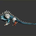 Turquoise White Spiked Character Creature With Red Claws 3D Model Design