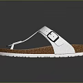 White Cork Sole Sandals With Adjustable White Straps And Black Buckle Comfortable Design