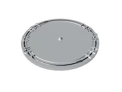 Silver Circular Metal Turntable Base with Central Hole and Decorative Edges 3d model
