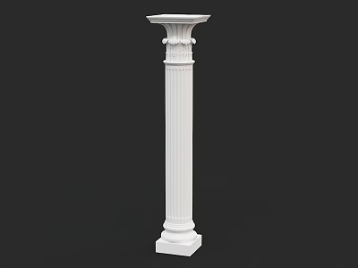 White Classical Roman Column With Fluted Shaft And Ornate Capital Design 3d model