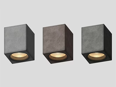 Three Modern Square Gray Black Downlights Ceiling Lighting Fixture With Warm Illumination 3d model