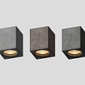 Three Modern Square Gray Black Downlights Ceiling Lighting Fixture With Warm Illumination 3d model