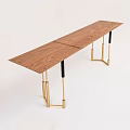 Modern Minimalist Side Table With Wooden Tabletop And Golden Metal Legs