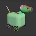 Cute Dog Shaped Turquoise Kitchen Appliance With Wheels And Metallic Accents