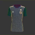 Adidas Blue Japanese National Team Jersey Featuring White Dots And Chest Flag Design