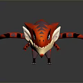 Cartoon Red Dragon Character 3D Model with Spiked Wings Sharp Teeth and Vibrant Colors