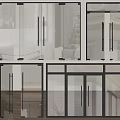 Modern Glass Double Doors With Black Frame For Home Interior Design 3d model