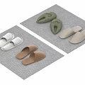 Soft Comfortable Home Slippers White Brown Green Beige on Gray Mat 3d model