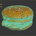 Delicious Juicy Hamburger With Egg Patty Fresh Lettuce And Sesame Seed Bun