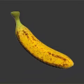 Fresh Ripe Banana With Yellow Peel And Brown Spots On Black Background