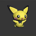 Cute Yellow Game Movie Character With Big Black Ears And Pink Cheeks
