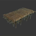 Natural Rustic Wooden Household Table With Planks And Sturdy Legs
