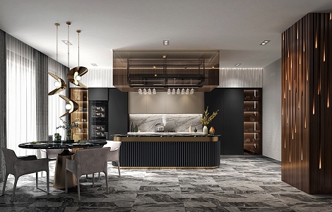 Light Luxury Kitchen 3d model