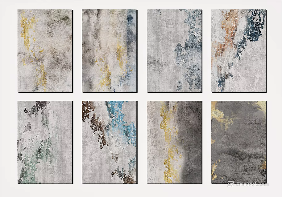 Square Rugs with Abstract Patterns and Multicolor Textures for Modern Home Decor 3d model