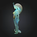 Futuristic Sci Fi Translucent Humanoid 3D Model With Glowing Core And Antenna