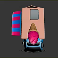 3D Model Ice Cream Truck With Blue Orange Body Horns And Pink Ice Cream Top