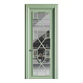 Light Green Modern Casement Door With Geometric Pattern Glass Panes And Sleek Frame 3d model