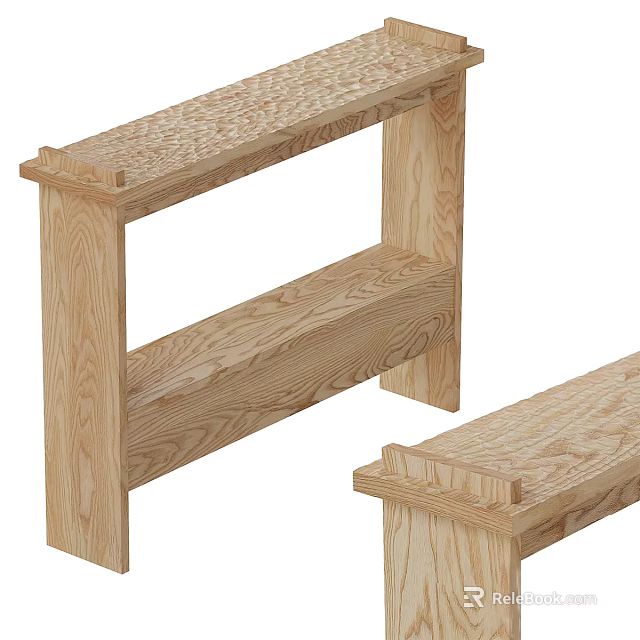 Natural Wood Open Shelving Unit With Multi Tier Design For Home Storage 3d model 