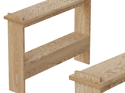 Natural Wood Open Shelving Unit With Multi Tier Design For Home Storage 3d model