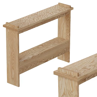 Natural Wood Open Shelving Unit With Multi Tier Design For Home Storage 3d model