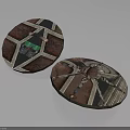 Decorative Oval Items with Geometric Patterns Textured Surfaces Brown Green Metallic Accents Home Decoration