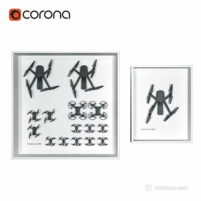 Framed Drone Hanging Ornaments With Various Sizes And Display Design 3d model 