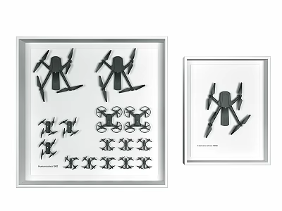Framed Drone Hanging Ornaments With Various Sizes And Display Design 3d model