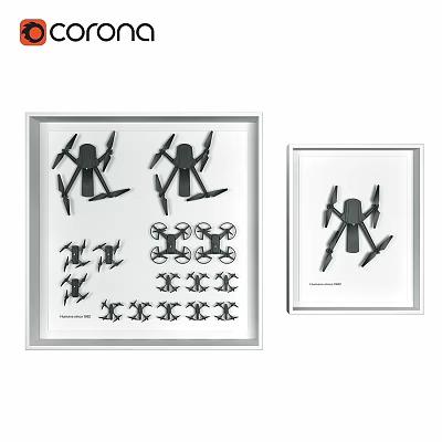 Framed Drone Hanging Ornaments With Various Sizes And Display Design 3d model