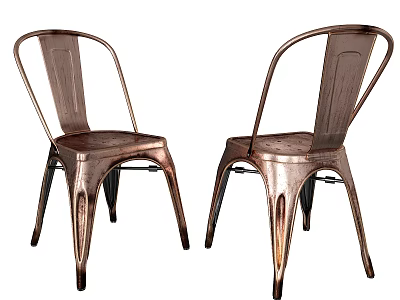 Copper Metal Office Chair Set of Two with Modern Curved Backrest and Industrial Design 3d model