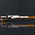 Futuristic VGS Sword With White Gold Black Design And Reflection On Dark Background