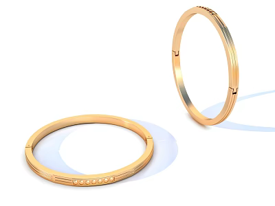 Elegant Golden Bracelets With Sleek Design And Minimalist Jewelry Style 3d model